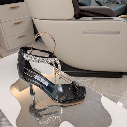 Jimmy 25 Verity Sandal 70 Black Cracked Cowhide 240031