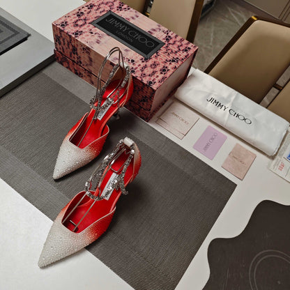 Jimmy 25 Stevie 80 Pumps Red mix White Satin 240061