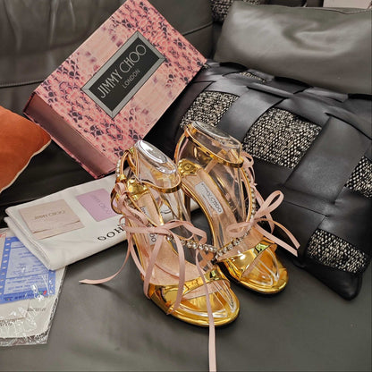 Jimmy 26s High Heeled Sandals 100 Gold Lambskin 596327