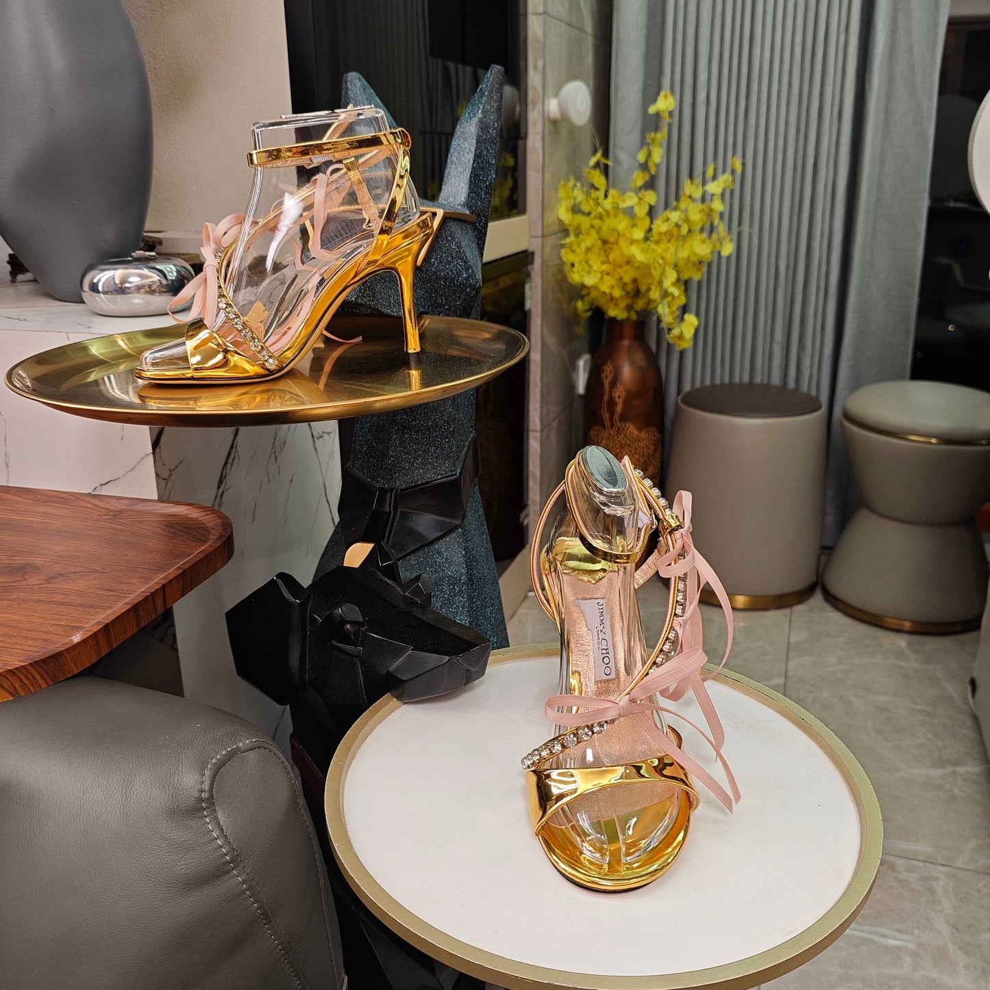 Jimmy 26s High Heeled Sandals 100 Gold Lambskin 596327