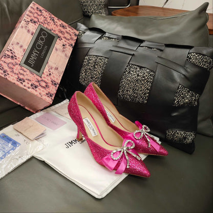 Jimmy 26s Crystal Pumps 85 Pink Silk Satin Cowhide 596335