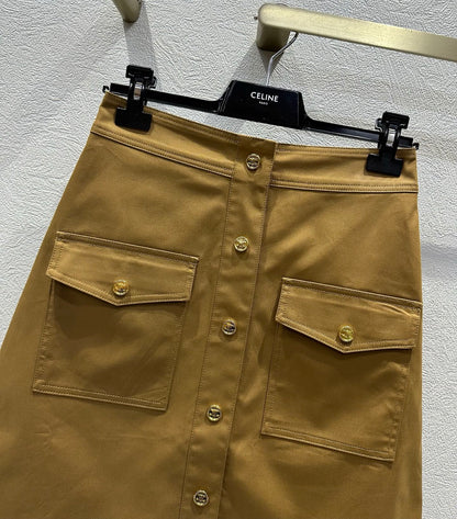 Celine 25 Skirt Tan Cotton