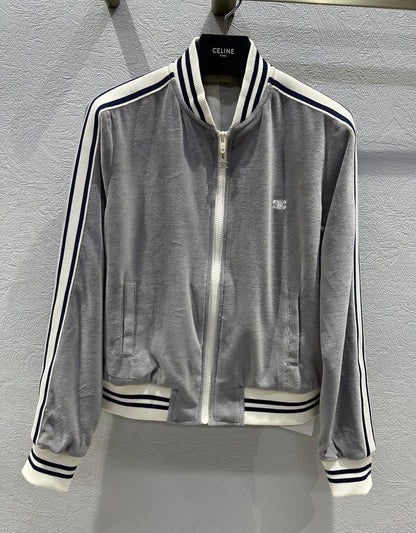 Celine 25 Jacket Grey White Velvet Cotton