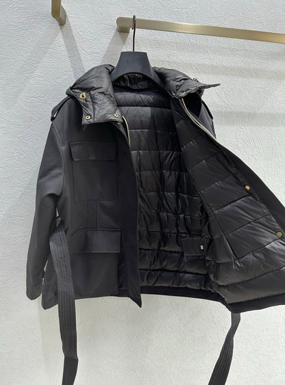 MC 2025 Essalois Hooded Down Field Jacket Black Viscose Polyester