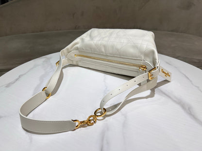 CD Jacquard Hobo Bag 23 With Chain White Calfskin