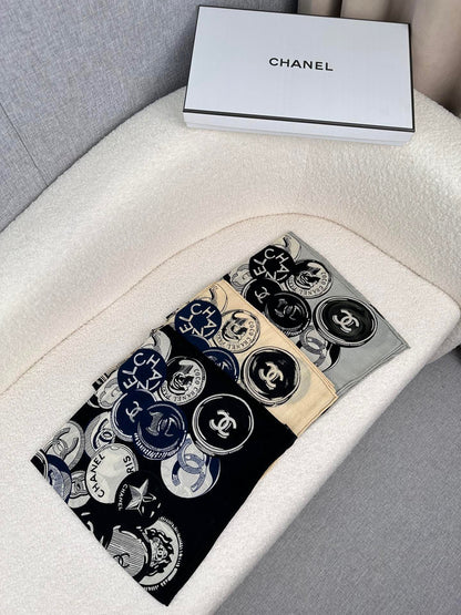 CC Square Scarf 70 CM In Beige Colorful Cashmere And Silk 399804