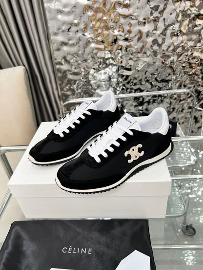 Celine 2026 Racer Sneaker Black White Velvet Fabric
