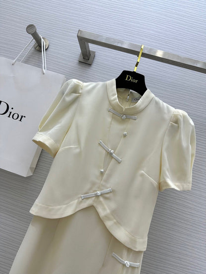 CD 25 Dress Light Cream Cotton