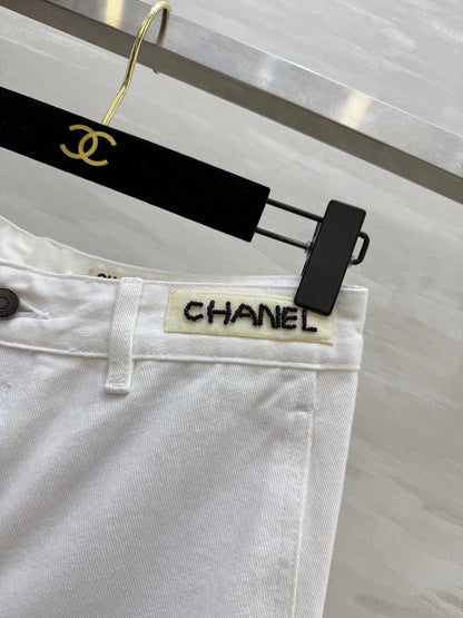 CC Beaded Jeans White Cotton