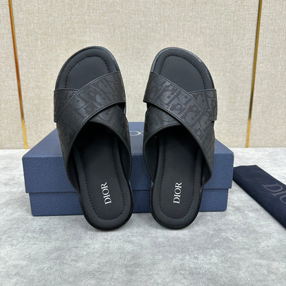 CD ALIAS SANDAL BLACK EMBOSSED CALFSKIN