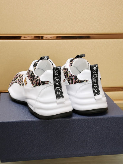 CD LINE SNEAKER WHITE CALFSKIN AND MONOGRAM BLACK FABRIC