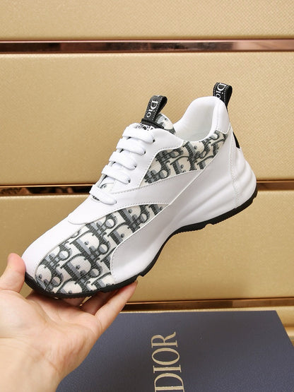 CD LINE SNEAKER WHITE AND CHARCOAL CALFSKIN