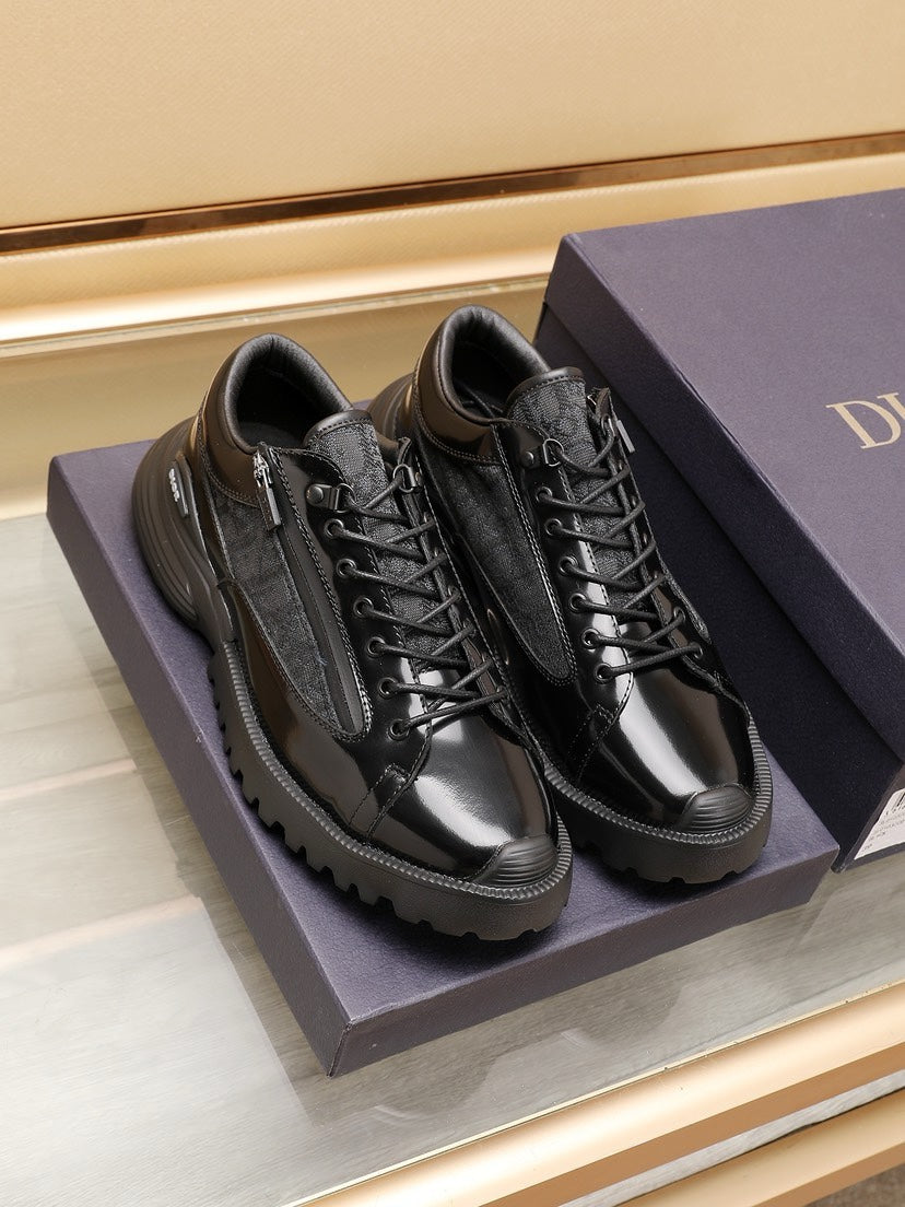CD COMBAT DERBY SHOE BLACK POLISHED CALFSKIN