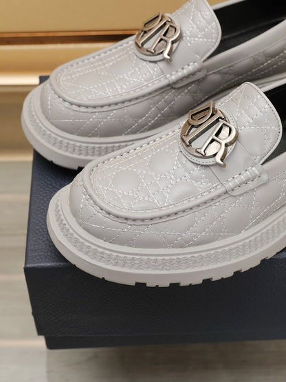 CD EXPLORER LOAFER LIGHT GRAY EMBROIDED CALFSKIN
