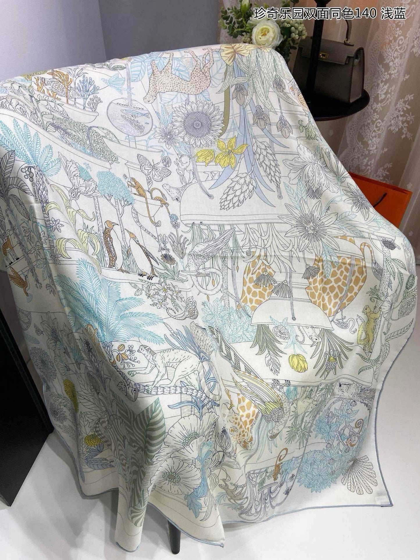 Square Scarf 140 CM White Colorful Cashmere And Silk