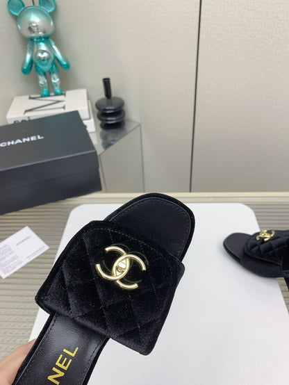 CC Mule Sandals 50mm In Black Velvet 148937