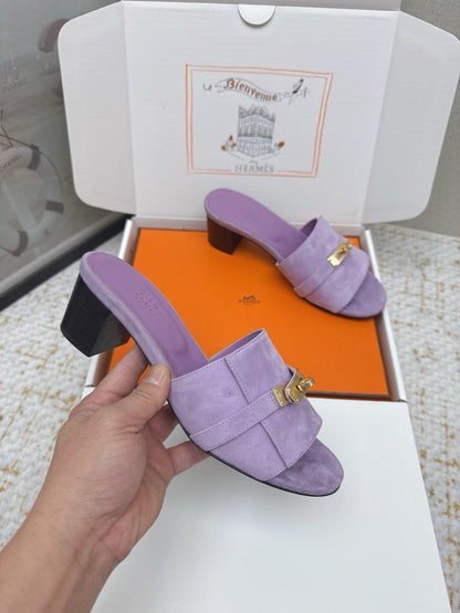 HM 26ss Oasis Sandals 50 Purple Suede Cowhide 625150
