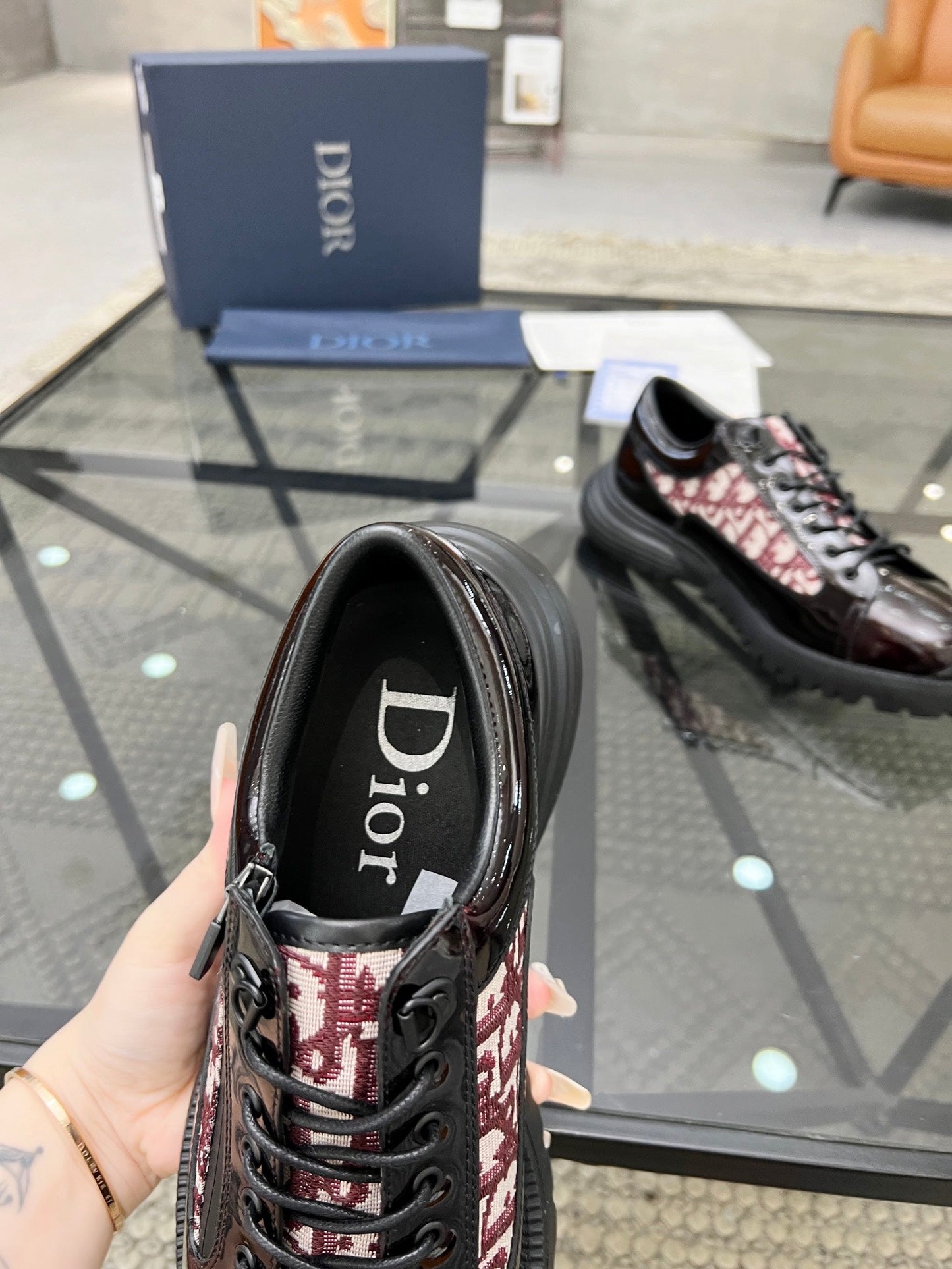 CD COMBAT DERBY SHOE WINE POLISHED CALFSKIN