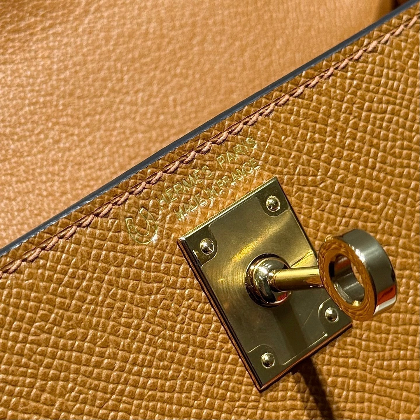 HM Mini Kelly 19 Golden Brown Epsom 243116