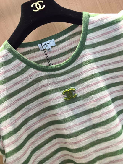 Chanel 2026 Striped Sleeveless Knit Vest Acrylic 387901