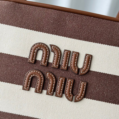 Miu Miu Beau Tote Bag Striped Canvas