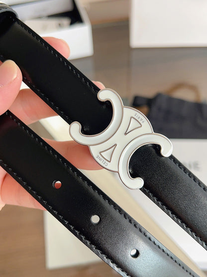 CL White 25mm Triomphe Enamel Black White Cowhide 615279
