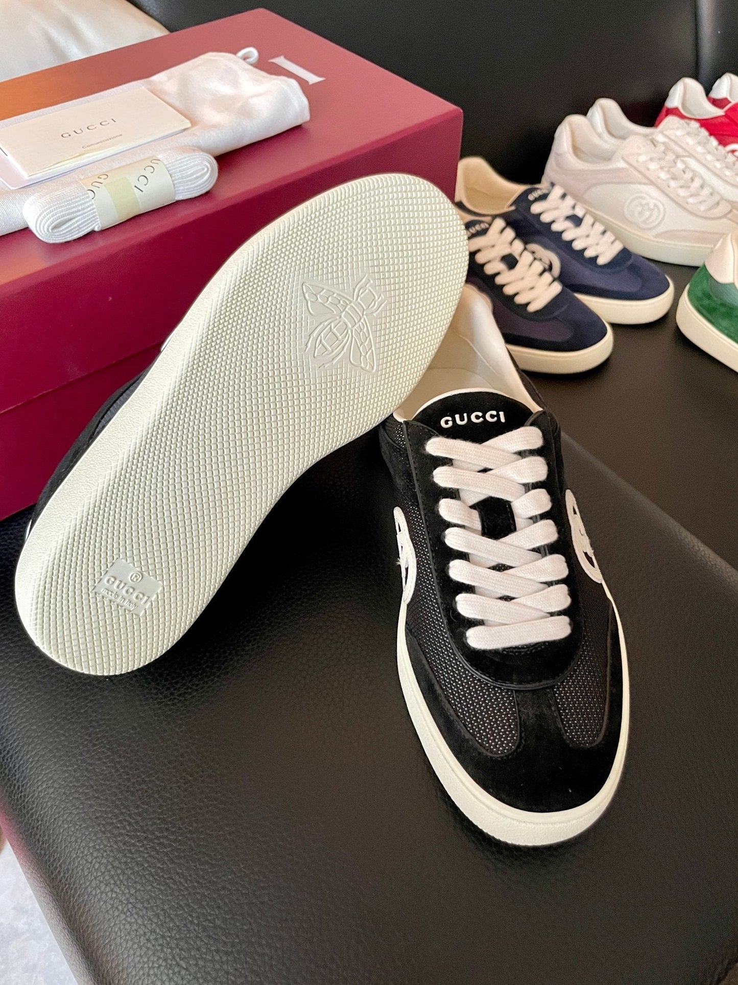GG 26 Sneaker Black White Suede Sheepskin 632811