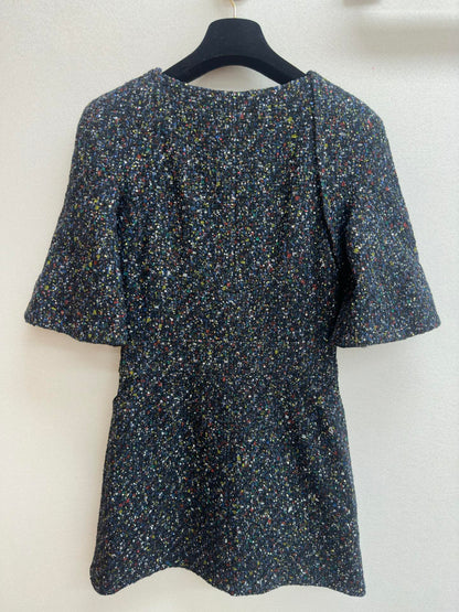 CC Tweed Short Sleeve Dress  Multicolor Polyester Polyamide 251864