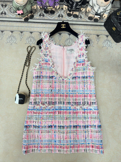 CC Tweed Vest Dress Pink  Cotton Polyamide 237351