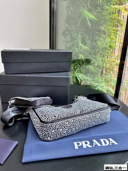 PRA 22 SATIN MINI-BAG WITH FULLY RHINSTONES