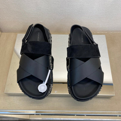 HM Men's Electric Sandals Black Suede Calfskin 602591