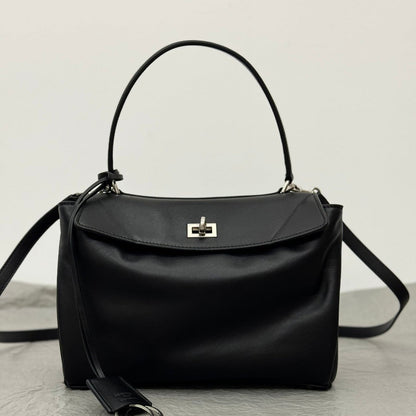 Balenciaga Small Rodeo Bag 29 Black Calfskin Sliver Hardware