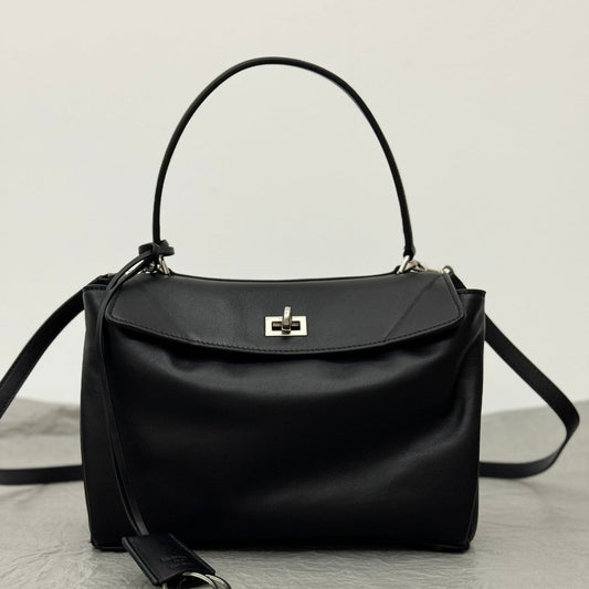 Balenciaga Small Rodeo Bag 29 Black Calfskin Sliver Hardware
