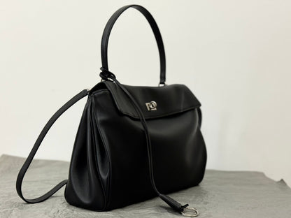 Balenciaga Medium Rodeo Bag 35 Black Calfskin Sliver Hardware