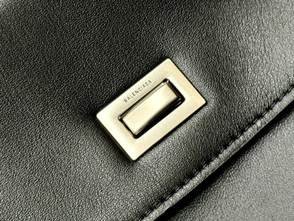Balenciaga Large Rodeo Bag 40 Black Calfskin Sliver Hardware
