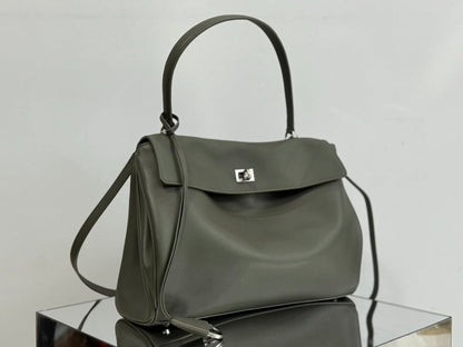 Balenciaga Medium Rodeo Bag 35 Olive Green Caflskin Sliver Hardware