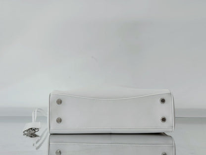 Balenciaga Medium Bag 35 White Calfskin Sliver Hardware