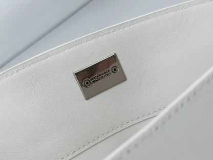 Balenciaga Medium Bag 35 White Calfskin Sliver Hardware