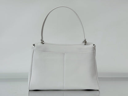 Balenciaga Medium Bag 35 White Calfskin Sliver Hardware