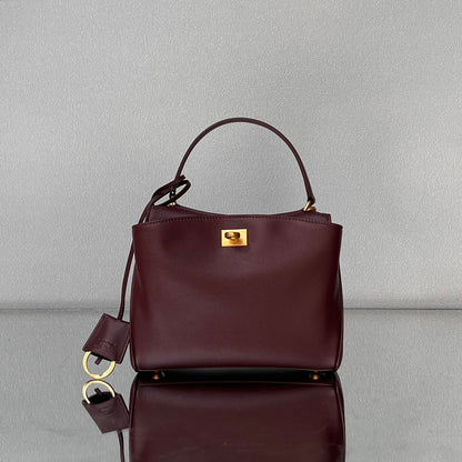 Balenciaga Mini Bag 22 Burgyndy Calfskin Gold Hardware