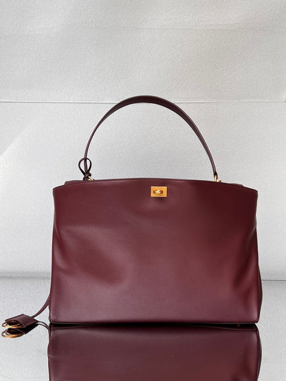 Balenciaga Large Bag 40 Burgyndy Calfskin Gold Hardware