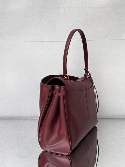 Balenciaga Large Bag 40 Burgyndy Calfskin Gold Hardware