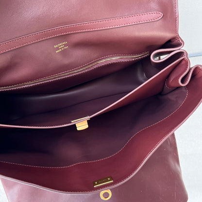 Balenciaga Large Bag 40 Burgyndy Calfskin Gold Hardware