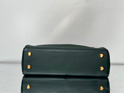 Balenciaga Medium Bag 35 Dark Green Calfskin Gold Hardware
