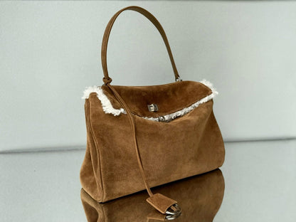 Balenciaga Small Rodeo Bag 40 Brown Suede Sliver Hardware