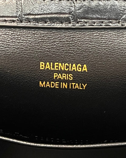 Balenciaga Mini Rodeo Crocodile Embossed Bag 22 Black Leather Gold Hardware