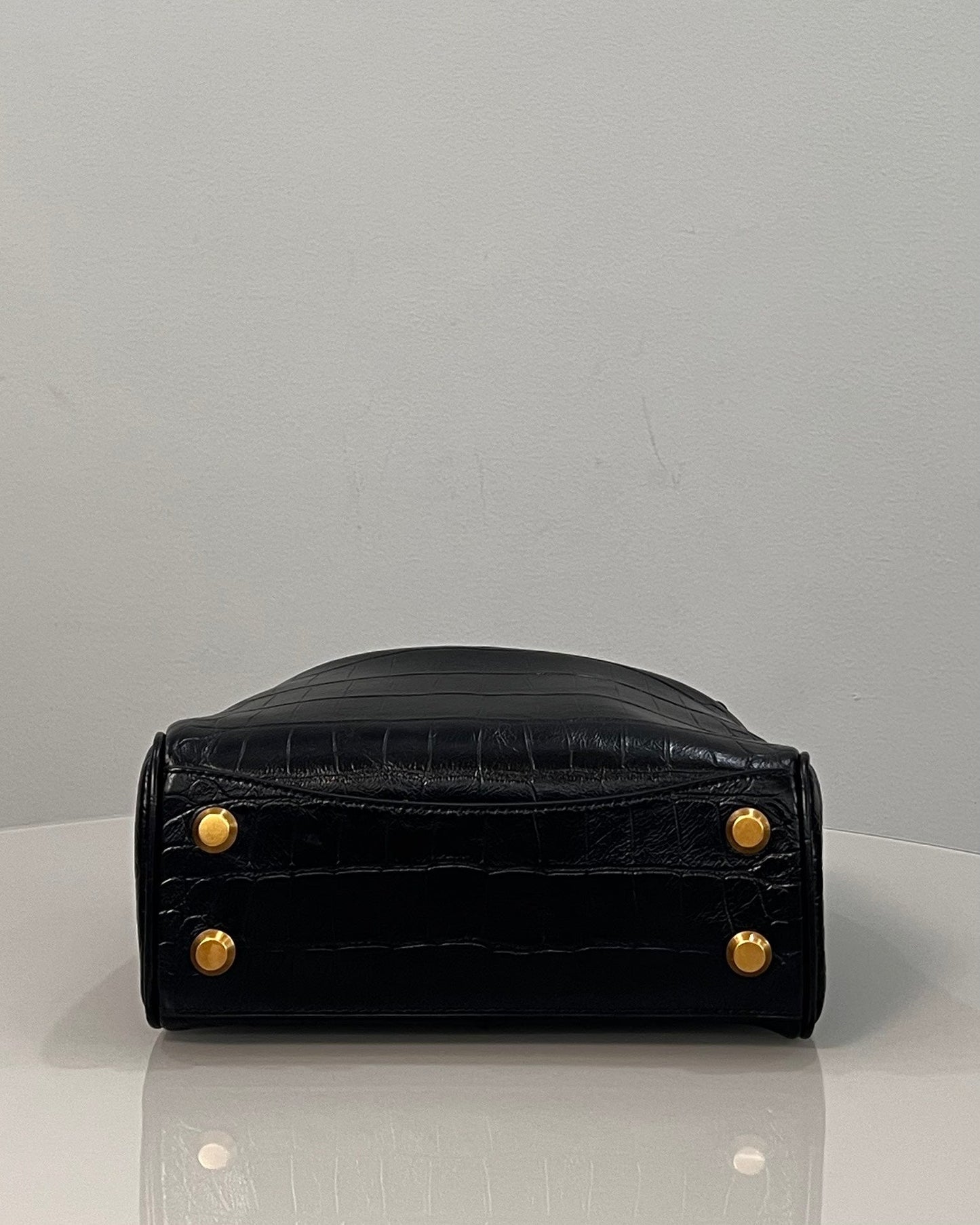 Balenciaga Mini Rodeo Crocodile Embossed Bag 22 Black Leather Gold Hardware