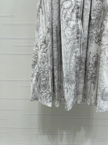 Dior 2026 Printed Short-Sleeve Dress White Grey Polyester