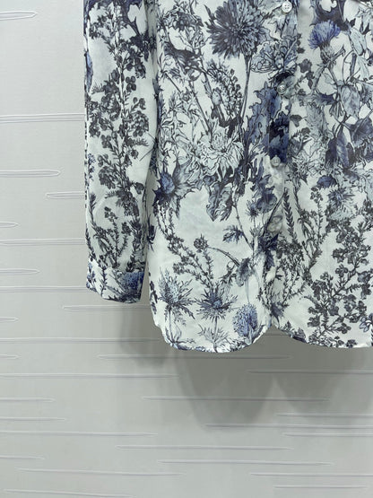 Dior 2026 Print Logo Shirt White Blue Polyester