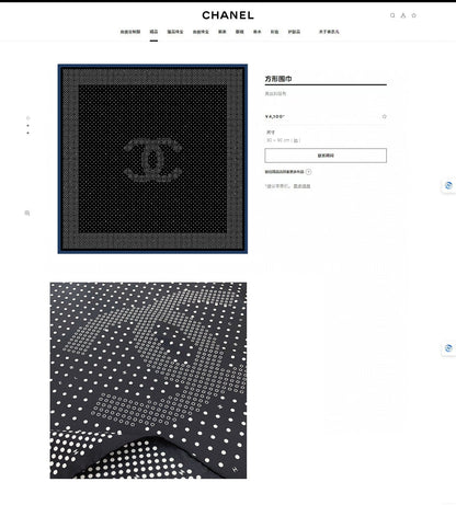 CC Square Scarf 90 CM In Black White Polka Dot Silk Twill 166291
